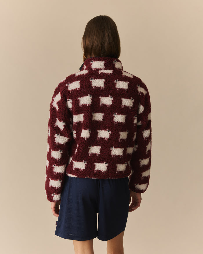 Caroline Cropped Sheep Sherpa Burgundy Burgundy / XL
