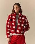 Caroline Cropped Sheep Sherpa Red Red / XL