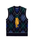 Cashmere Argyle Pooh Sweater Vest Navy Argyle
