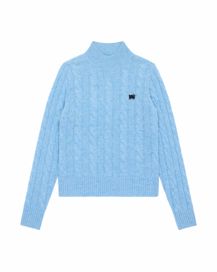 Cashmere Cable Sheep Turtleneck Blue