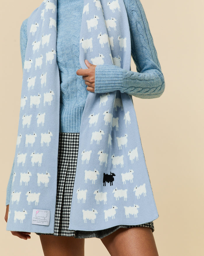 Cashmere Cable Sheep Turtleneck Blue