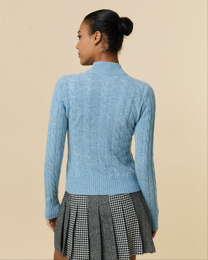 Cashmere Cable Sheep Turtleneck Blue