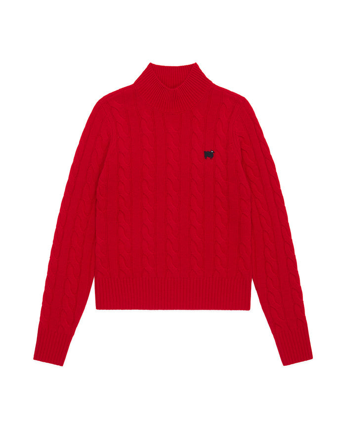 Cashmere Cable Sheep Turtleneck Diana Red