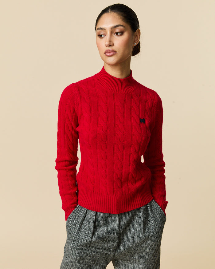 Cashmere Cable Sheep Turtleneck Diana Red