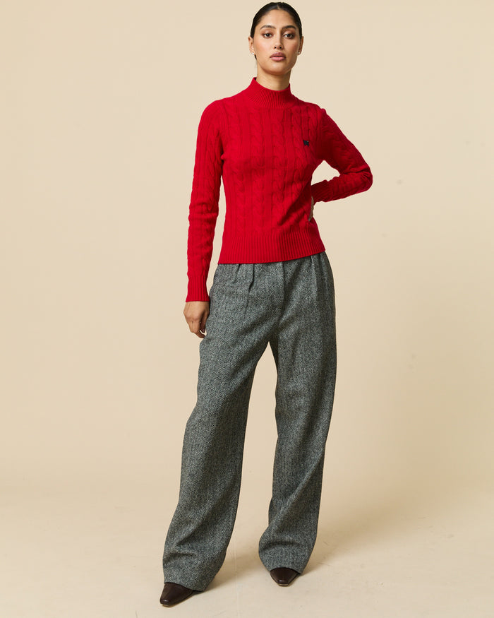 Cashmere Cable Sheep Turtleneck Diana Red