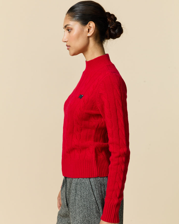 Cashmere Cable Sheep Turtleneck Diana Red