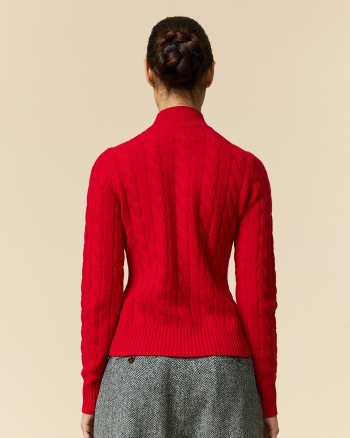 Cashmere Cable Sheep Turtleneck Diana Red