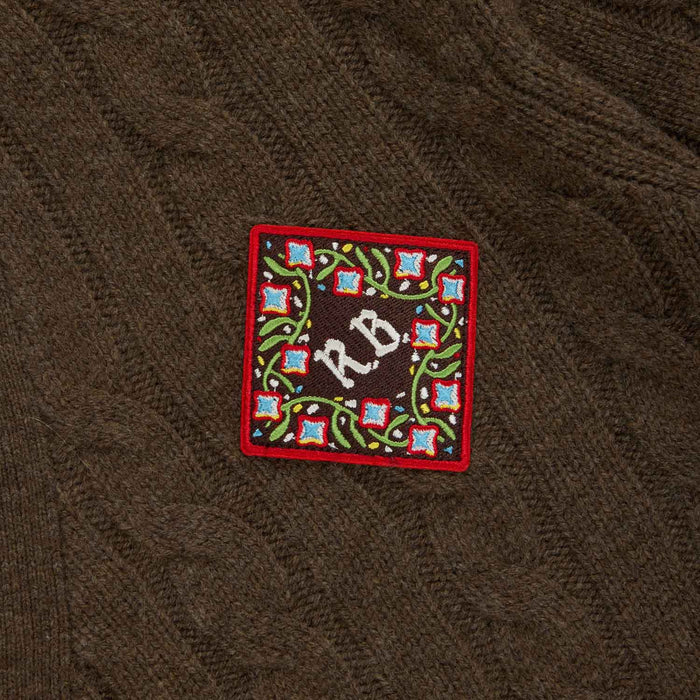 Cashmere Cableknit Cardigan Brown Heather