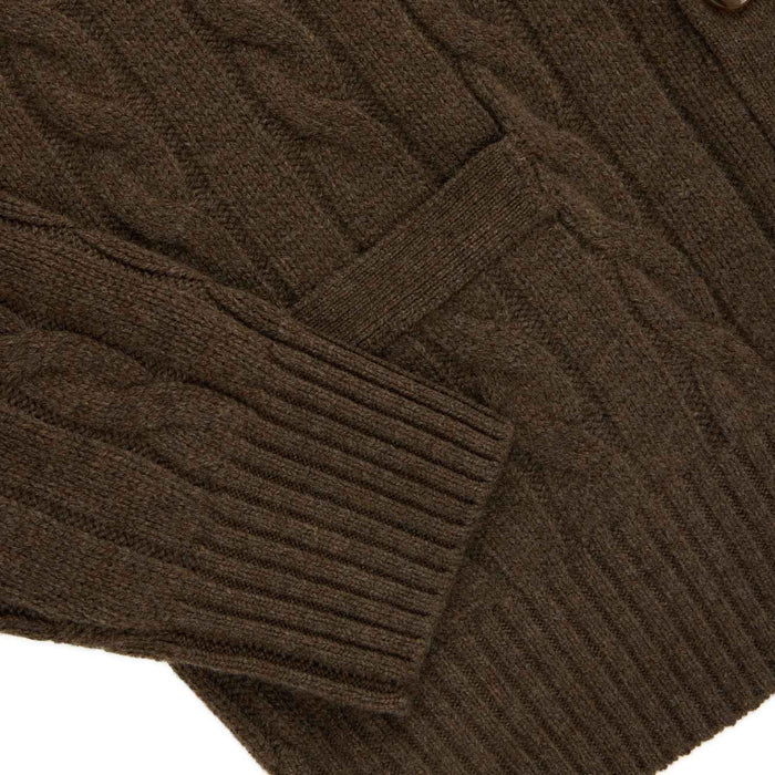 Cashmere Cableknit Cardigan Brown Heather