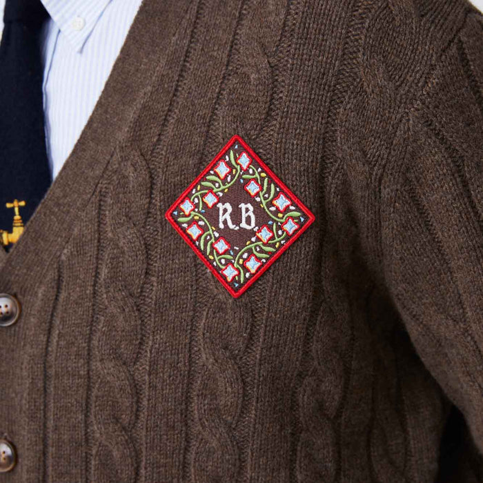 Cashmere Cableknit Cardigan Brown Heather