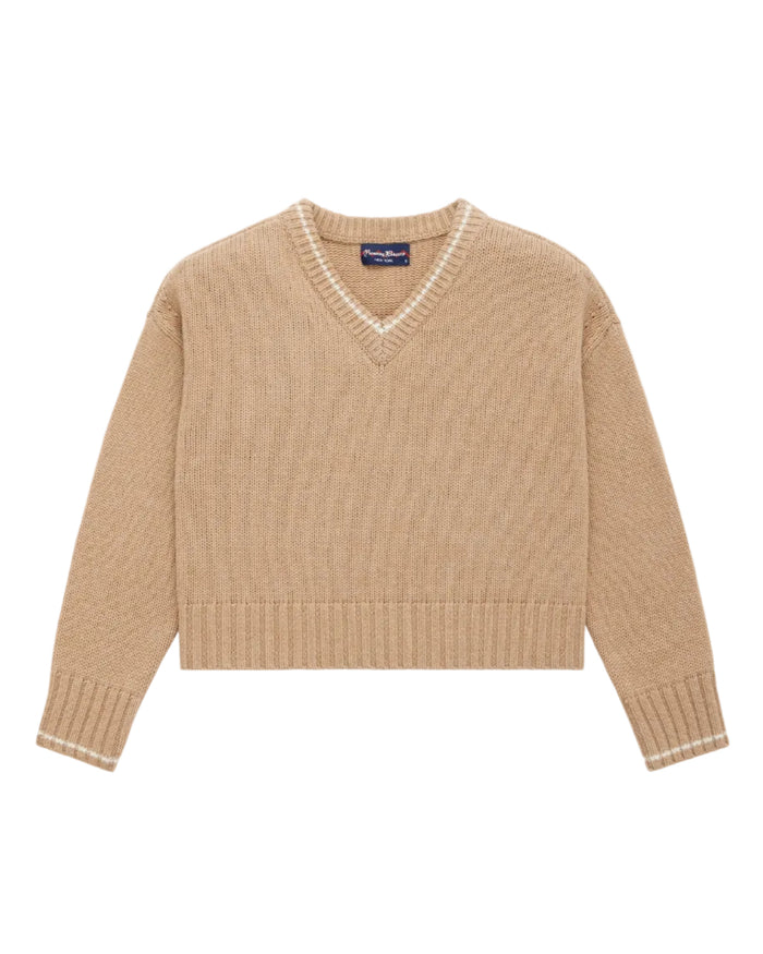 Cashmere Callie V Neck Sweater Camel