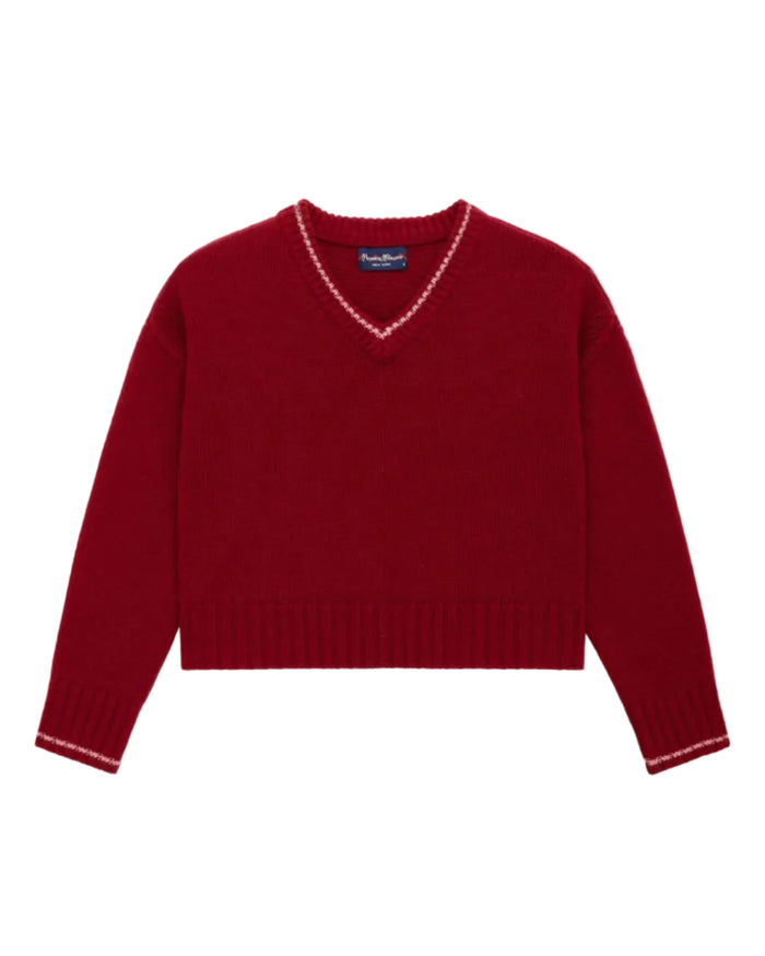 Cashmere Callie V Neck Sweater Wine