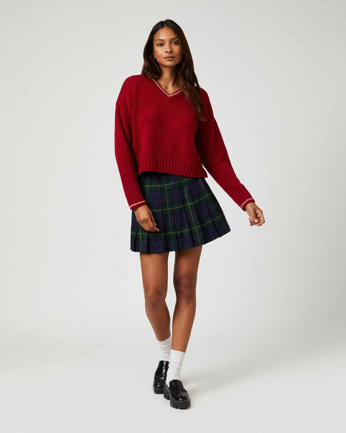 Cashmere Callie V Neck Sweater Wine
