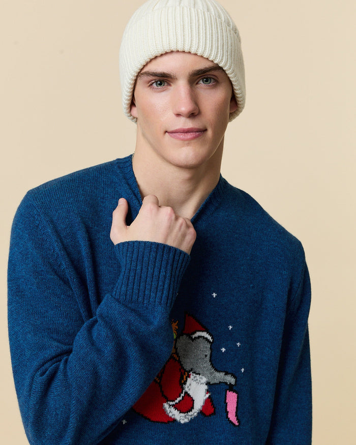 Cashmere Christmas Babar Sweater Blue
