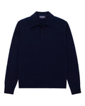 Cashmere Long Sleeve Sweater Polo Navy
