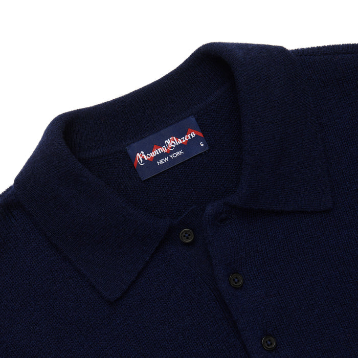 Cashmere Long Sleeve Sweater Polo Navy