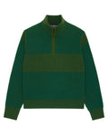 Cashmere Quarter Zip Ottoman Rib Sweater Green