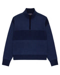 Cashmere Quarter Zip Ottoman Rib Sweater Navy