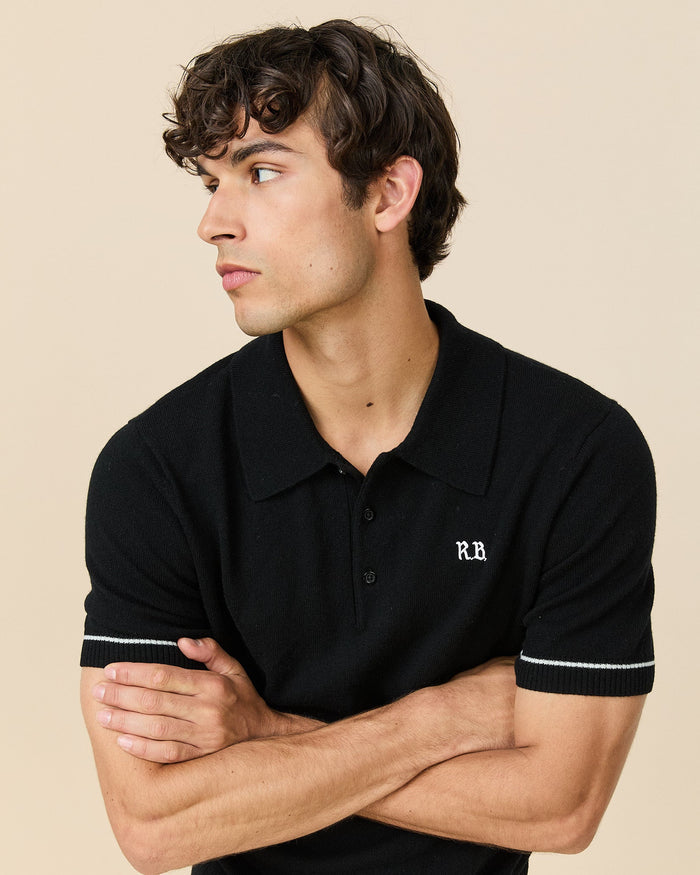Cashmere Short Sleeve Polo Black