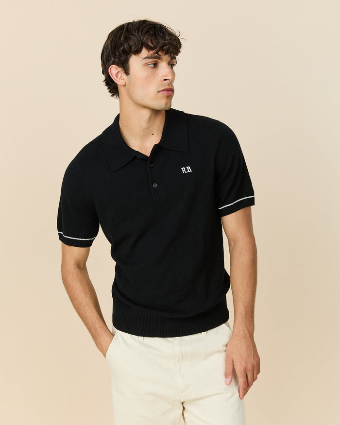 Cashmere Short Sleeve Polo Black