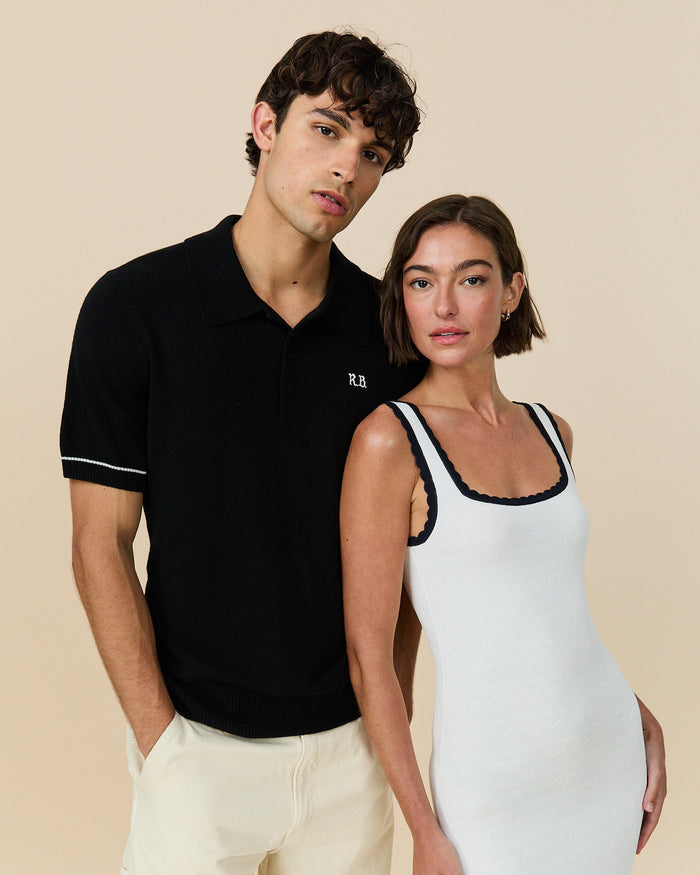 Cashmere Short Sleeve Polo Black