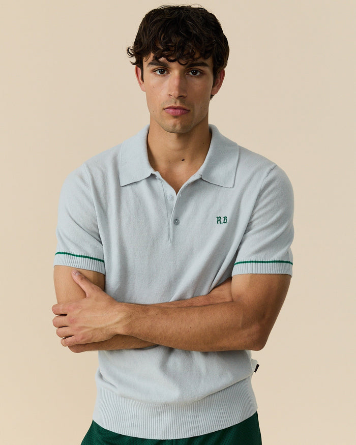 Cashmere Short Sleeve Polo Light Grey