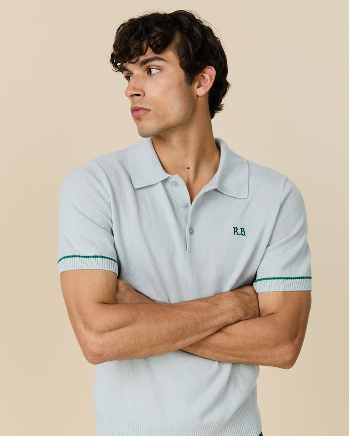 Cashmere Short Sleeve Polo Light Grey