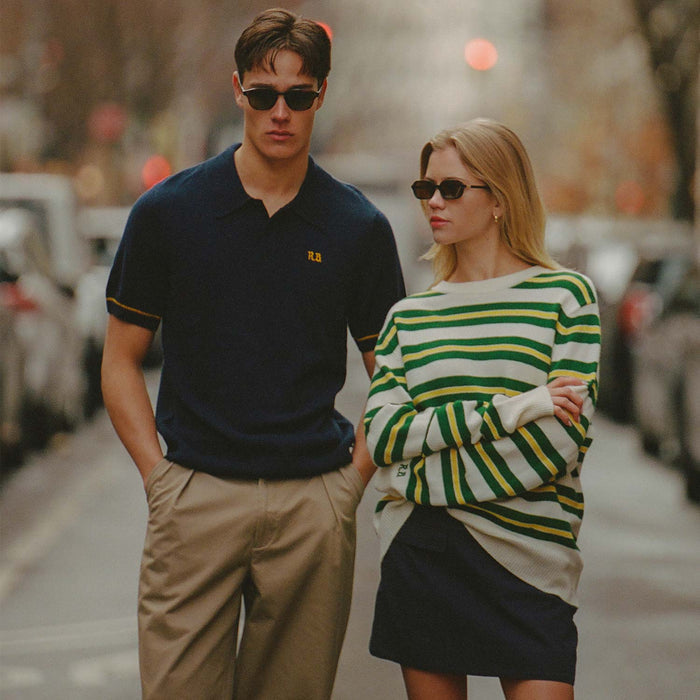 Cashmere Short Sleeve Polo Navy