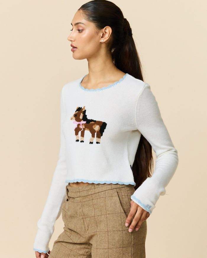 Cashmere Show Pony Sweater Cream