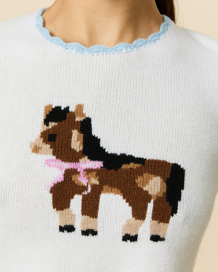 Cashmere Show Pony Sweater Cream
