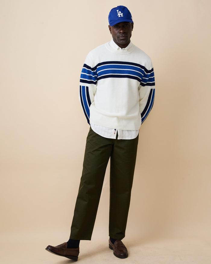 Cashmere Sport Stripe Sweater Cream