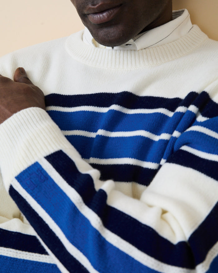 Cashmere Sport Stripe Sweater Cream