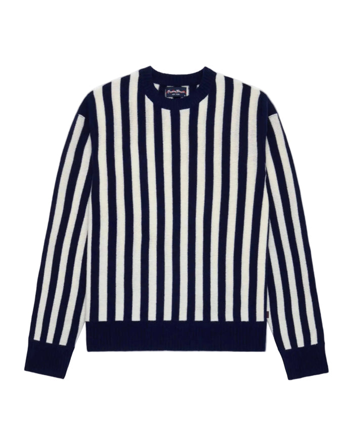Cashmere Striped Sweater Navy and Cream Stripe