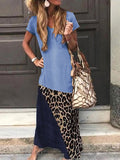 Casual Coloring Short Sleeve Round Neck Dress