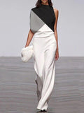 Casual Colorless Sleeveless Loose Jumpsuit
