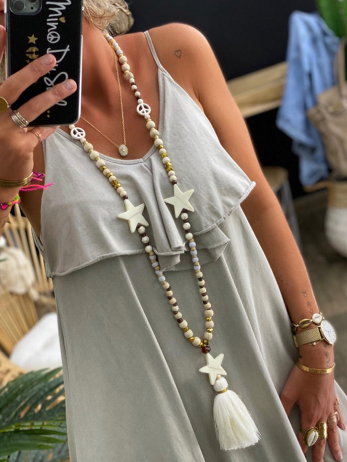 Casual Cotton Dress with Suspenders