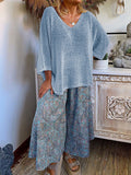 Casual Ethnic Style V-neck Suit