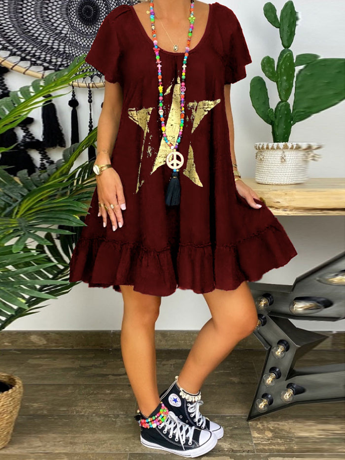 Casual Fashion Pentagram Print Dress