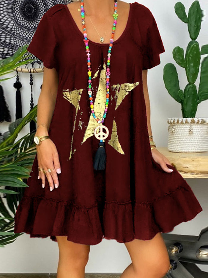 Casual Fashion Pentagram Print Dress
