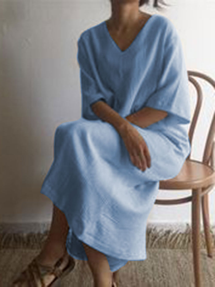 Casual Fashion V-neck Solid Color Dress