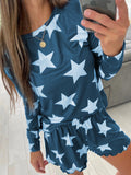 Casual Home Crew Neck Star Print Suit