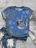 Casual Impression Bird Print Fashion T-shirt