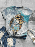 Casual Impression Owl Print Fashion T-shirt