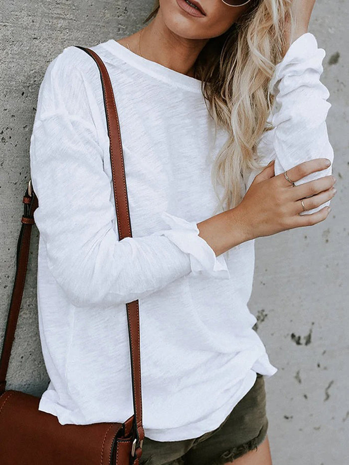 Casual Knitted Long-sleeved T-shirt Top
