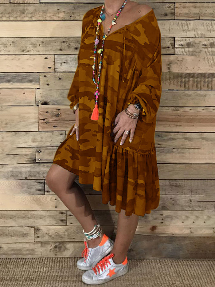 Casual Loose Camouflage Print Dress