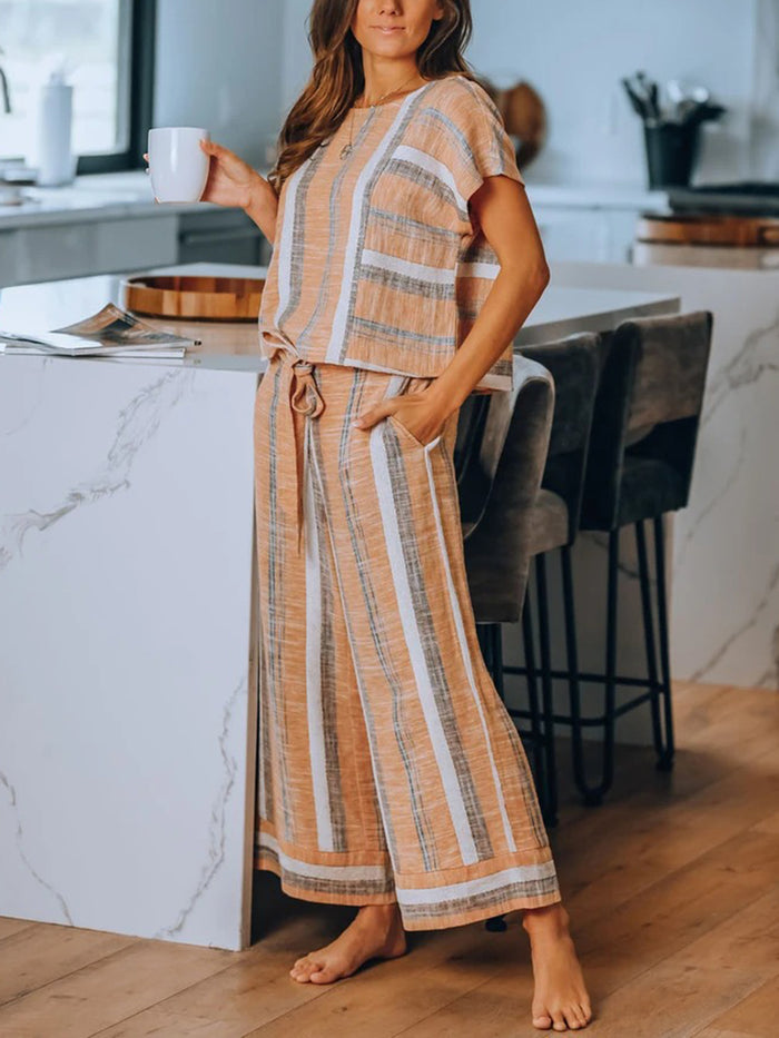 Casual Loose Fashion Comfortable Soft Stripe Suit