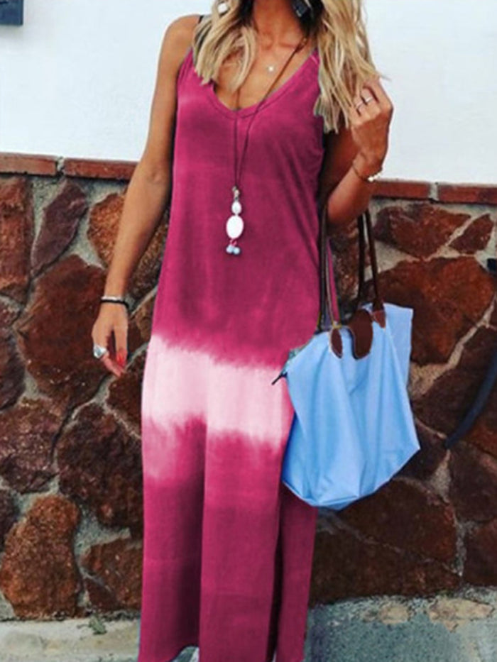 Casual Loose Gradient Tie-dye Sleeveless Maxi Dress
