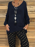 Casual Loose Knit Long Sleeve Top Pants Knitted Suit