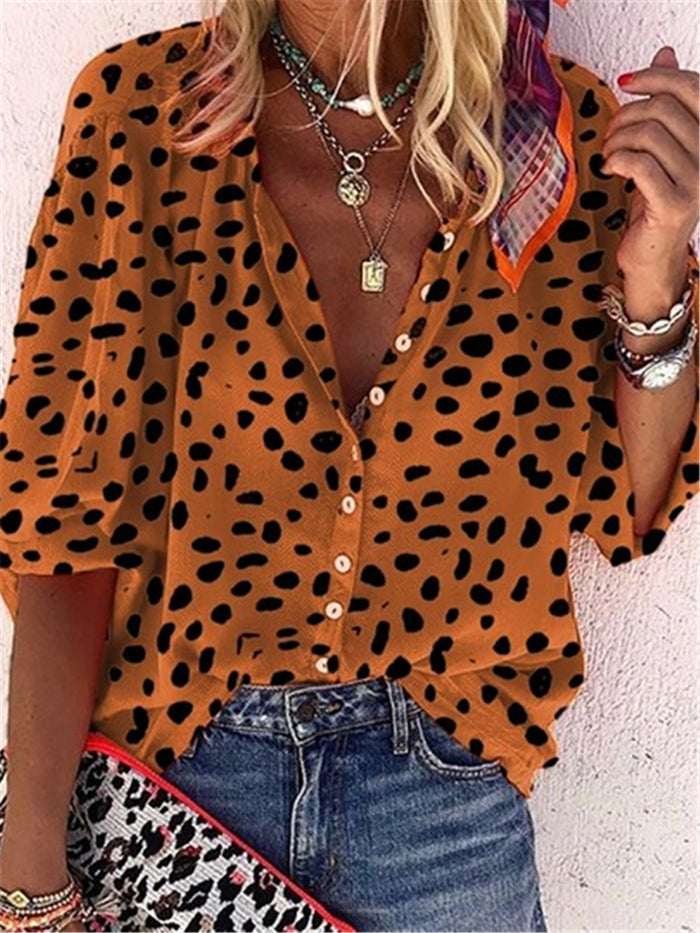 Casual Loose Leopard Shirt Top