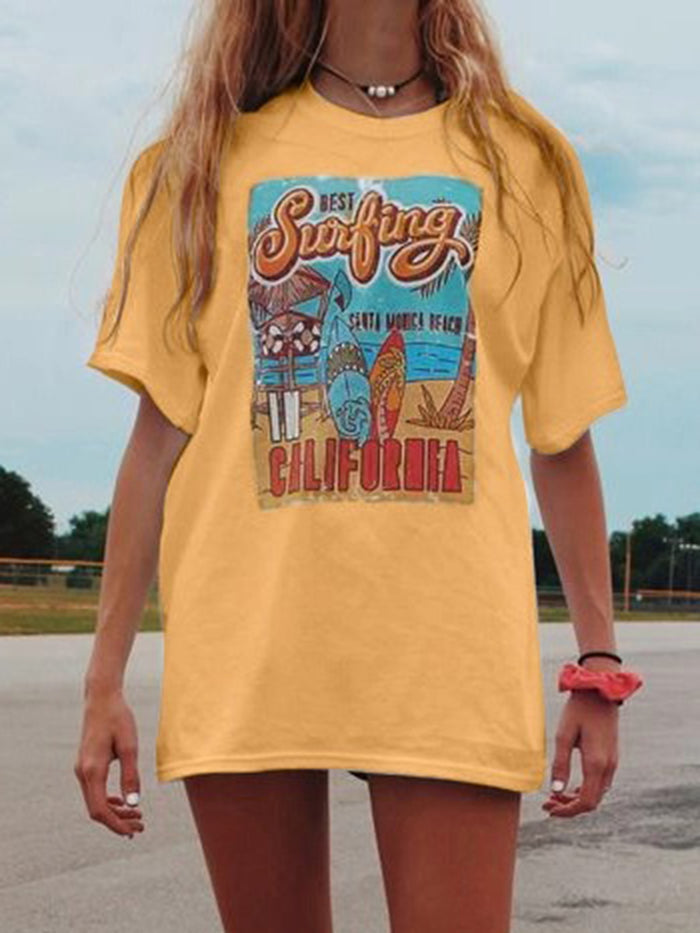 Casual Loose Letter Printed Short-sleeved T-shirt